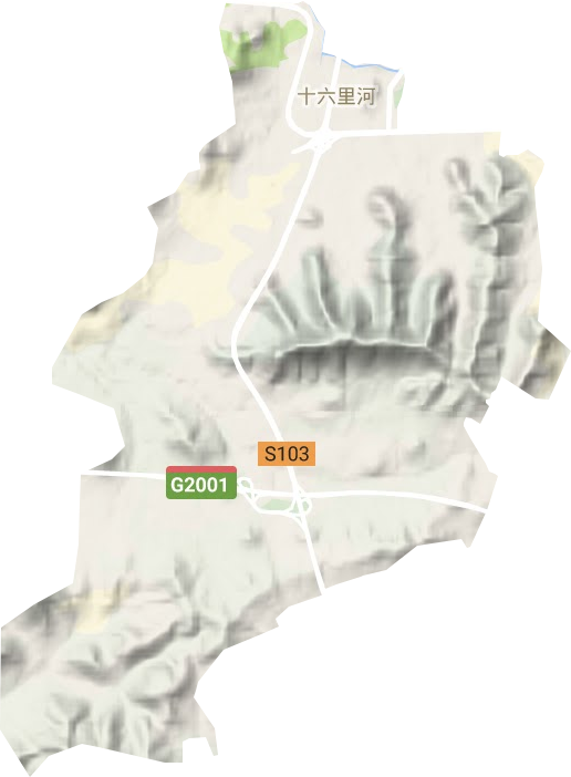 十六里河街道地形地图