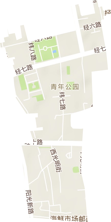 青年公园街道地形地图