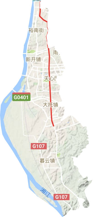 天心区地形地图
