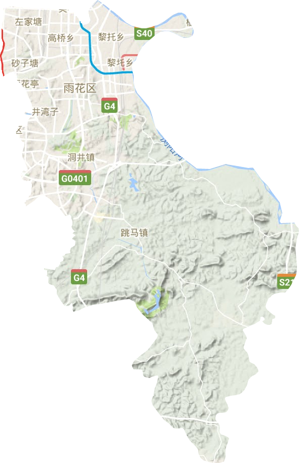 雨花区地形地图