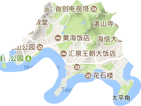八大关街道地形地图