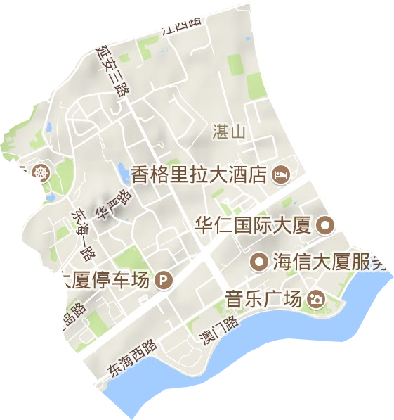 湛山街道地形地图