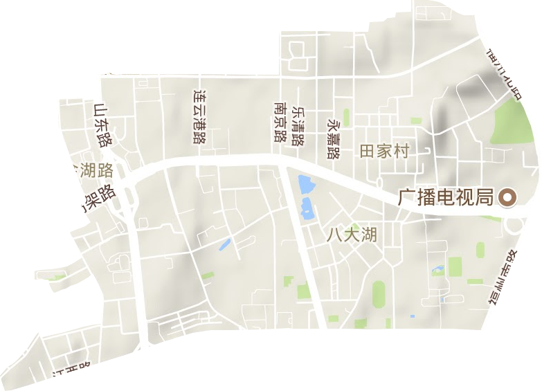 八大湖街道地形地图