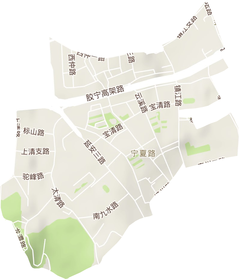 宁夏路街道地形地图
