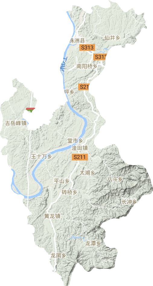 渌口区地形地图