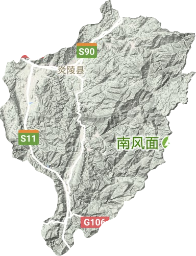 炎陵县地形地图