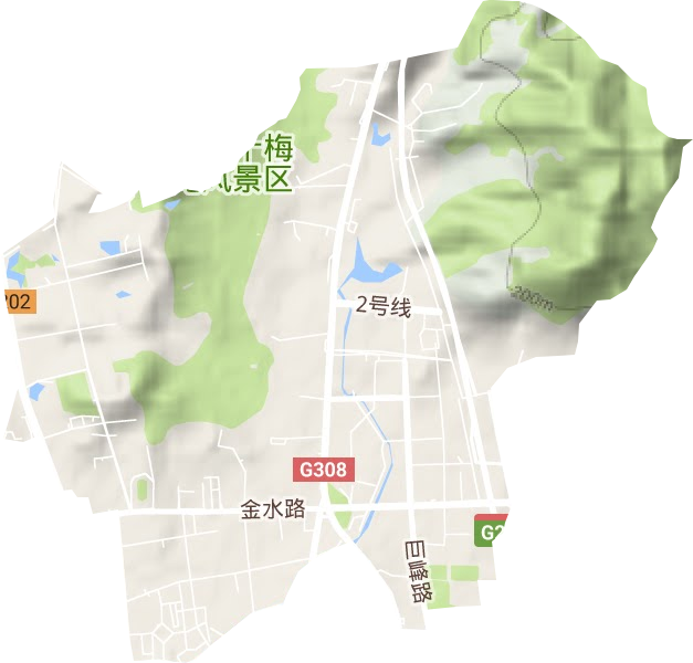 虎山路街道地形地图