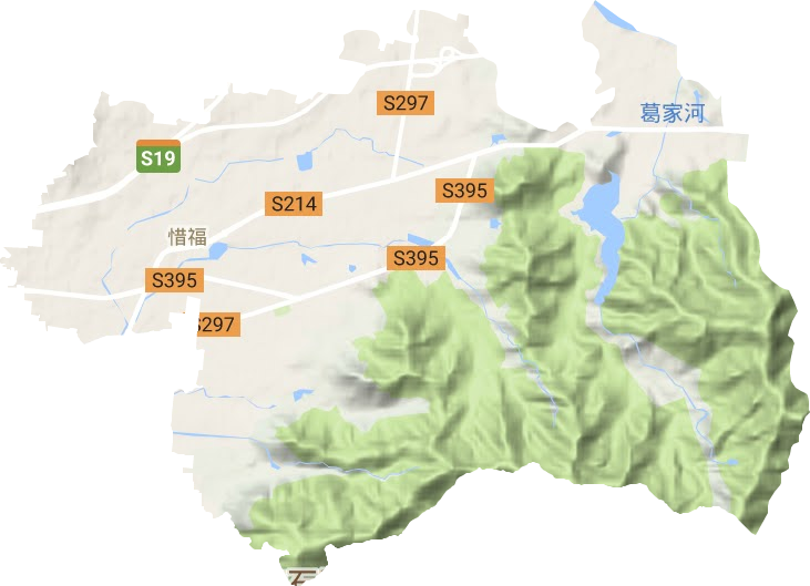 惜福镇街道地形地图