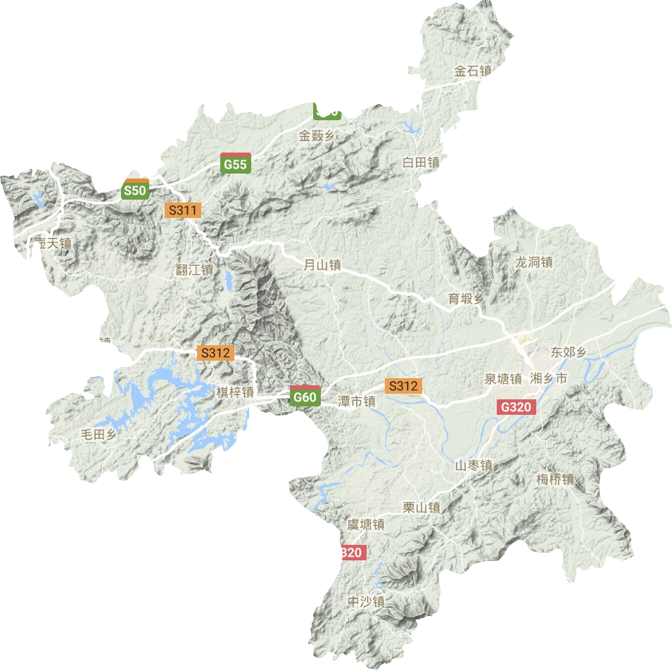 湘乡市地形地图