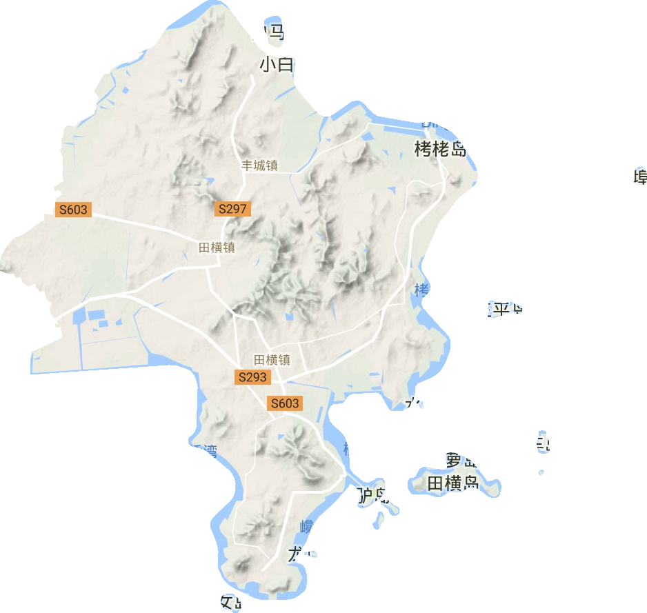 田横镇地形地图