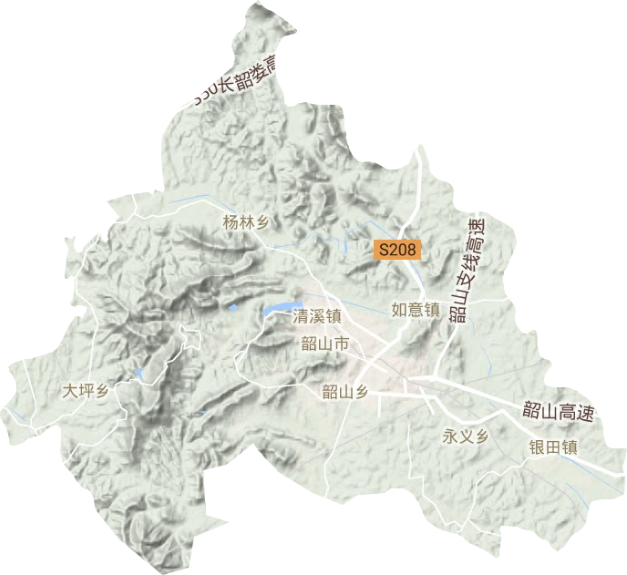 韶山市地形地图