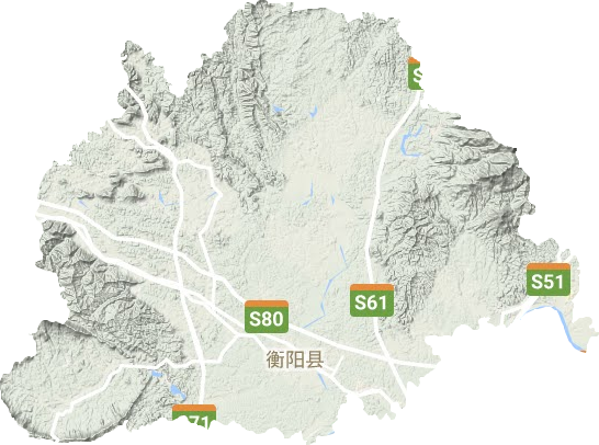 衡阳县地形地图