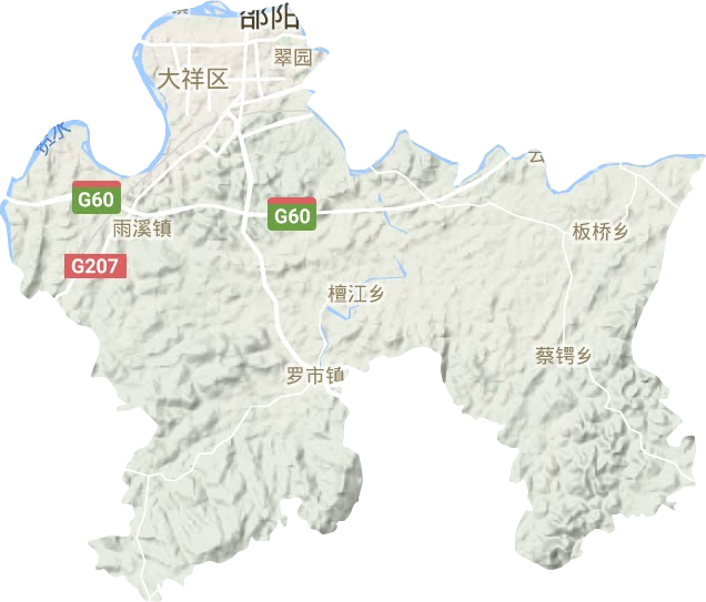 大祥区地形地图
