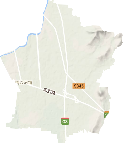 南沙河镇地形地图