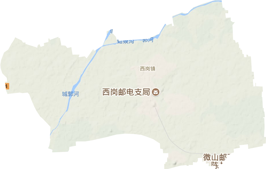 西岗镇地形地图