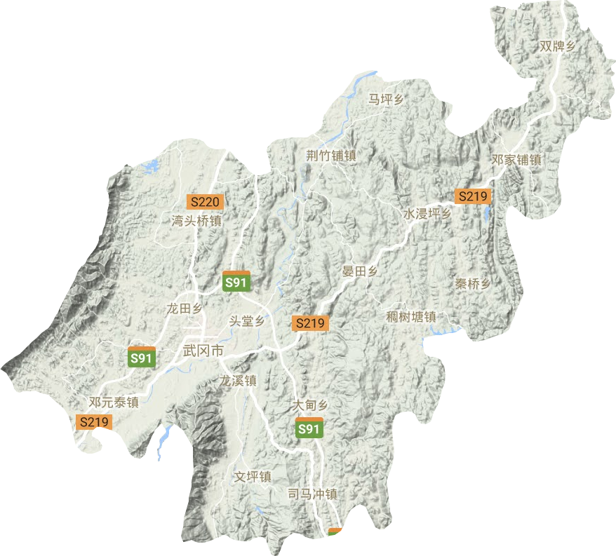 武冈市地形地图