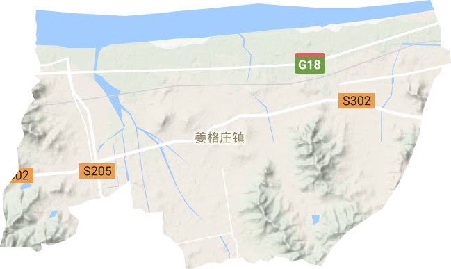 姜格庄街道地形地图