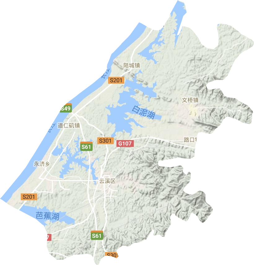 云溪区地形地图