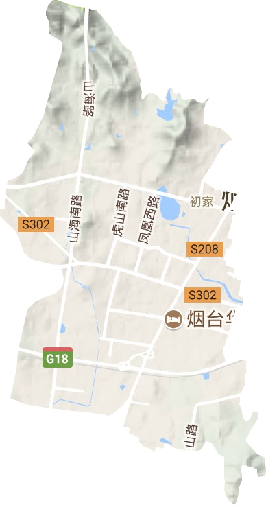 初家街道地形地图