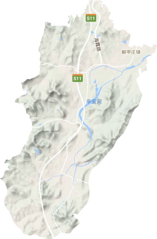 解甲庄街道地形地图