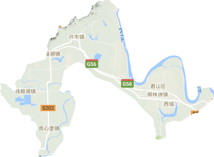 君山区地形地图
