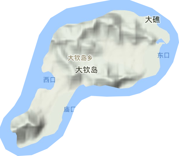 大钦岛乡地形地图