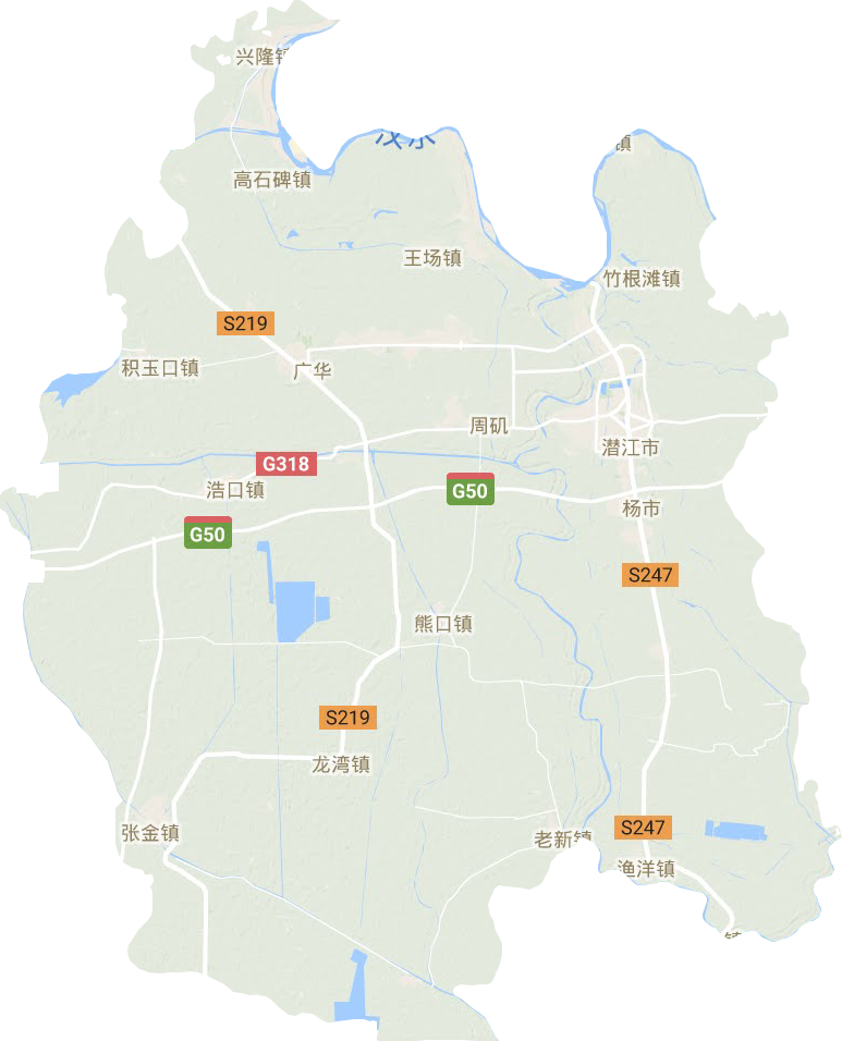 潜江市地形地图