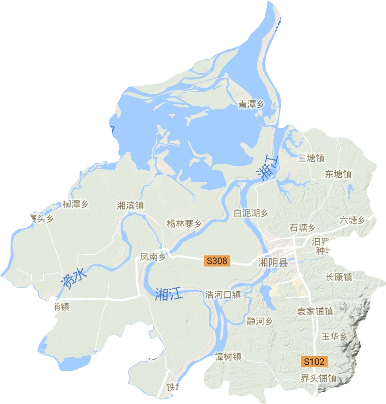 湘阴县地形地图
