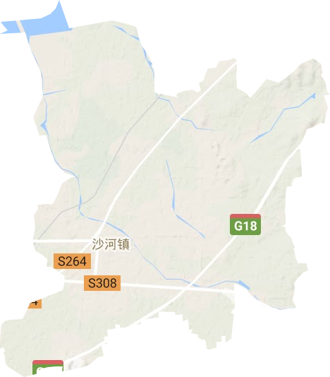 沙河镇地形地图
