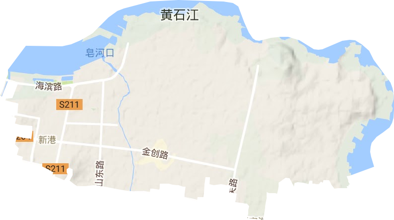 新港街道地形地图