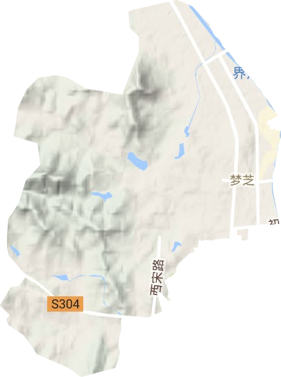 梦芝街道地形地图