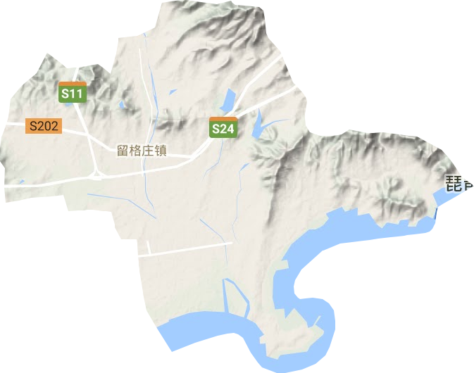 留格庄镇地形地图