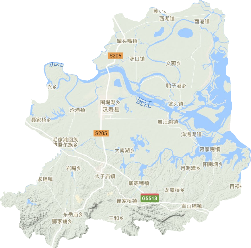 汉寿县地形地图