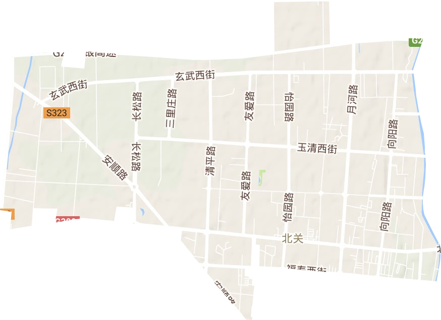 北关街道地形地图