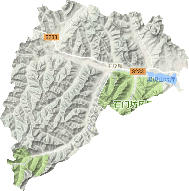 王坟镇地形地图