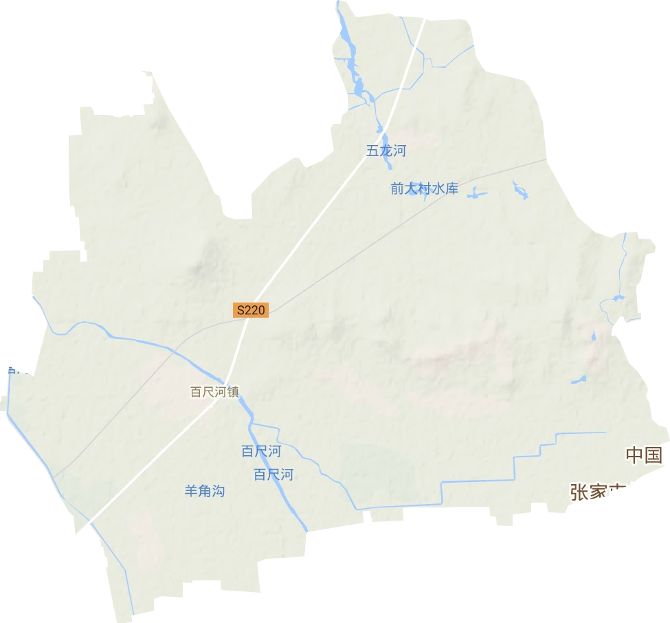 百尺河镇地形地图
