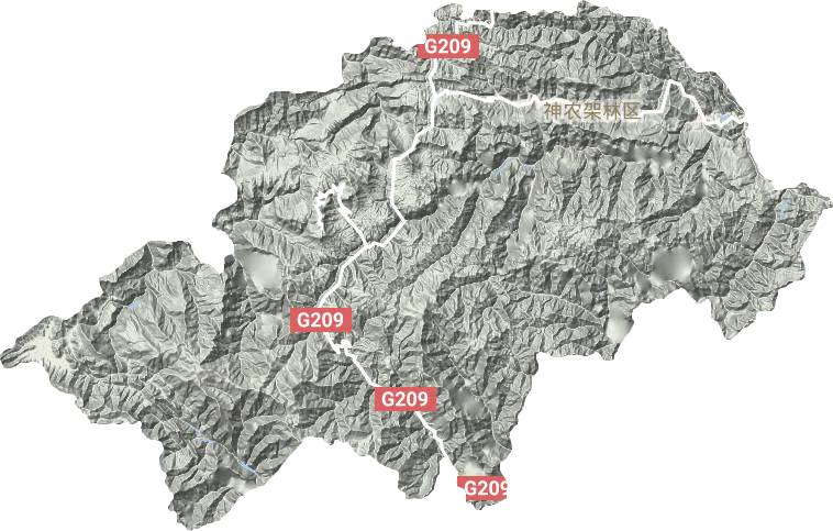 神农架林区地形地图