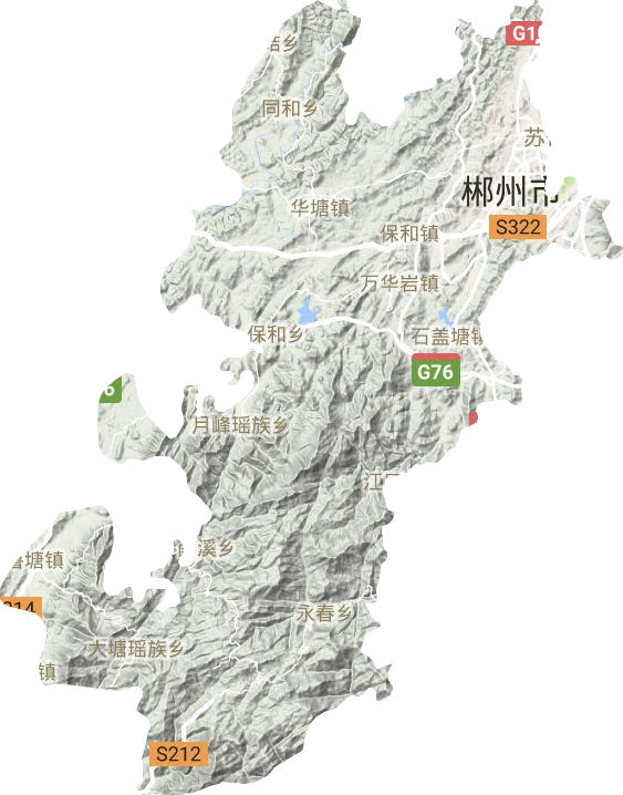 北湖区地形地图