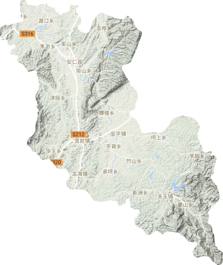 安仁县地形地图