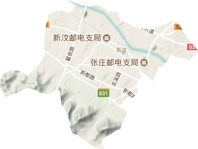 新汶街道地形地图