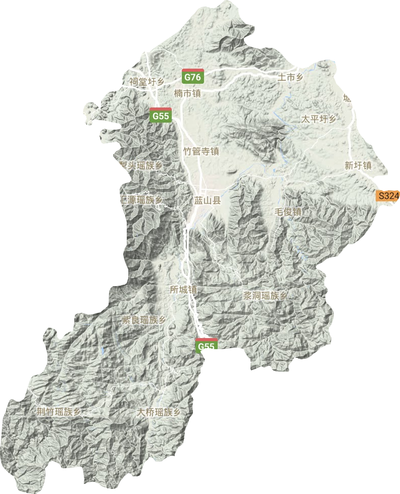 蓝山县地形地图
