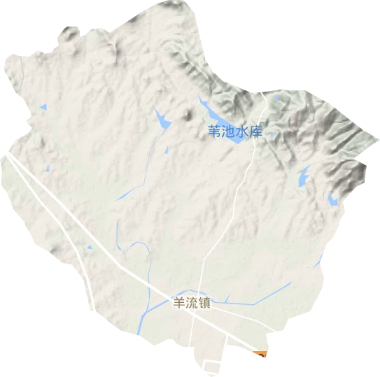 羊流镇地形地图