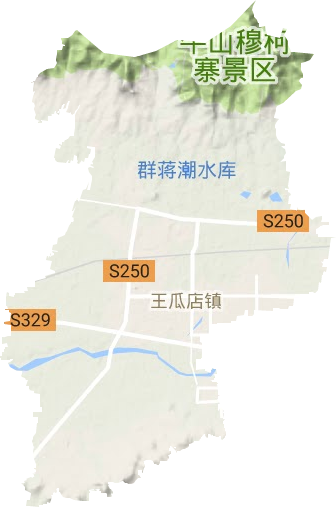 王瓜店街道地形地图