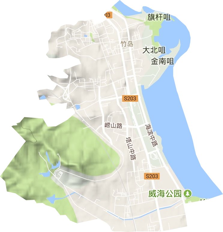 竹岛街道地形地图