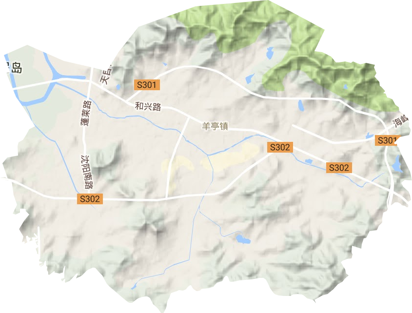 羊亭镇地形地图
