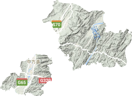中方县地形地图