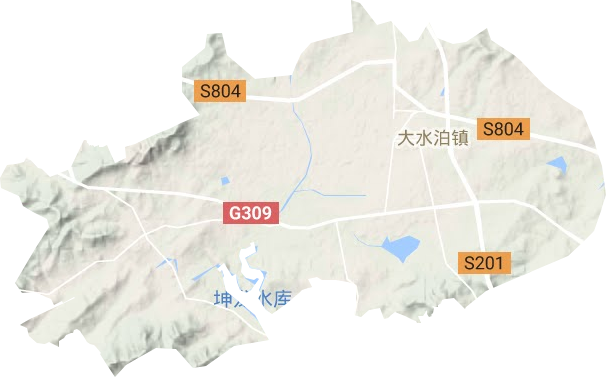 大水泊镇地形地图
