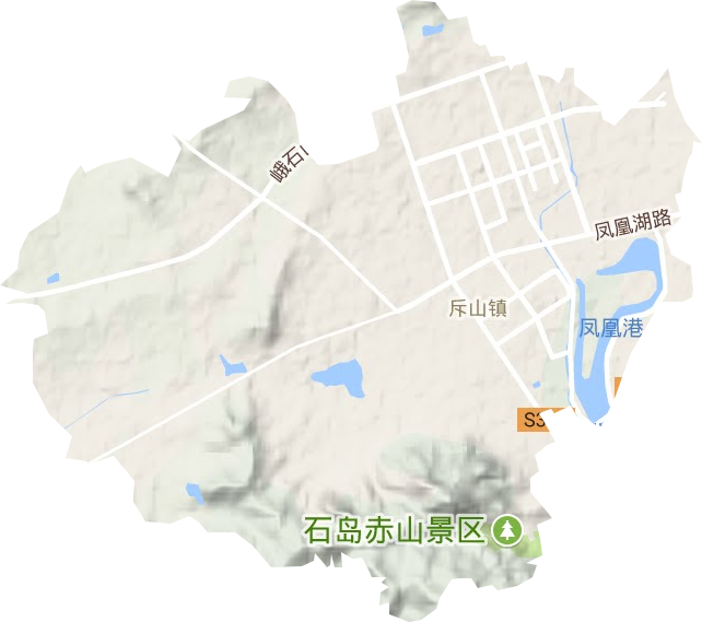 斥山街道地形地图