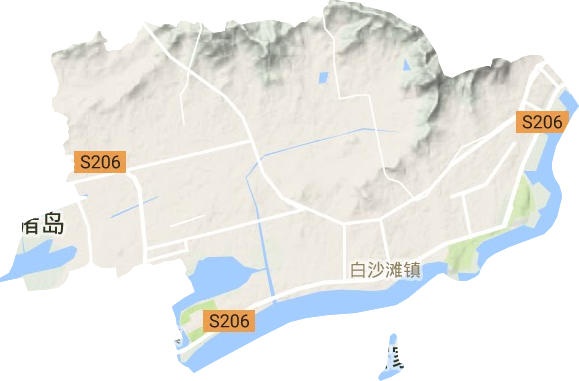 白沙滩镇地形地图