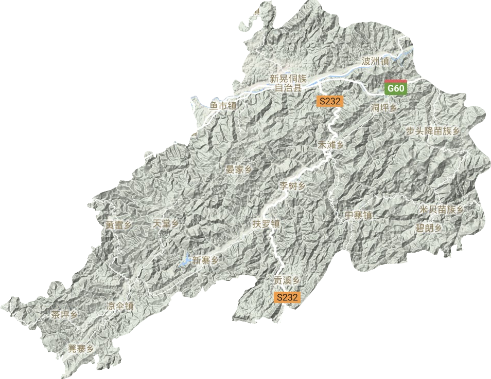 新晃县地形地图